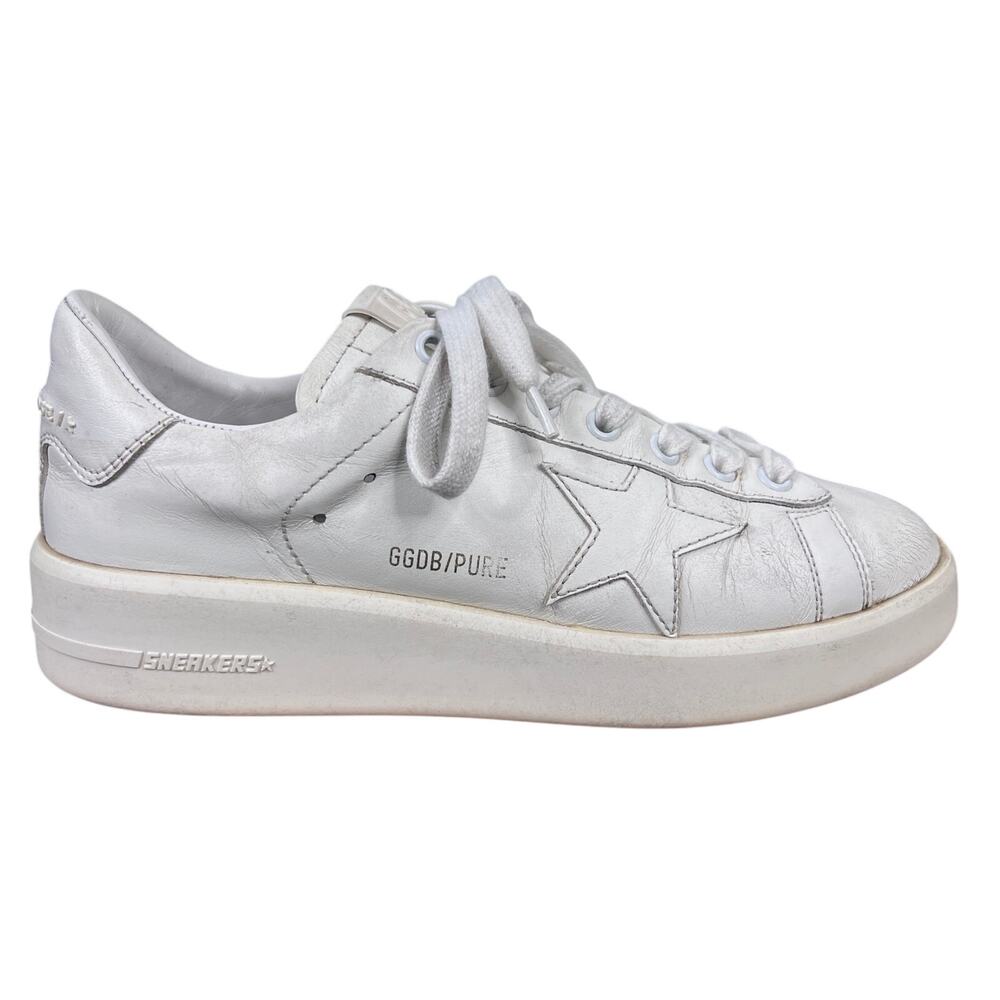 Golden Goose White Leather Pure Star Low-Top Sneakers Size 37 US 7